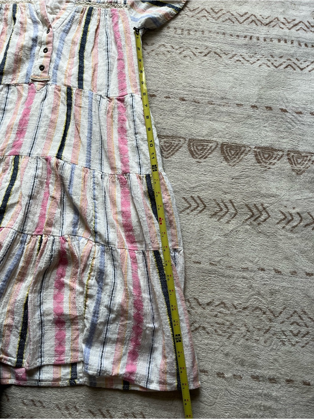 Anthropologie Boho Georgina Tiered Shirt Dress Sz Small Textured - Picture 9 of 9